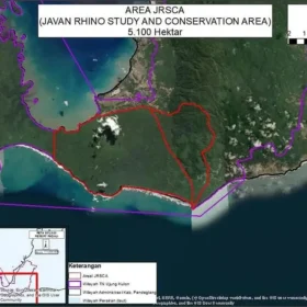 JRSCA Javan Rhino Study and Conservation Area map of JRSCA Ujung Kulon